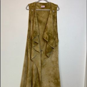 Gauzeway Maxi vest with single button size 1 (L) bohemian Asymmetrical hem